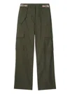Burberry Check-trim Cargo Trousers In Green