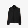Burberry Checked Jacquard-trimmed Logo-embroidered Tech-jersey Track Jacket In Black