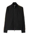 Burberry Checked Jacquard-trimmed Logo-embroidered Tech-jersey Track Jacket In Black