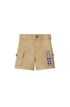 Burberry Check Trim Cotton Cargo Shorts In Brown