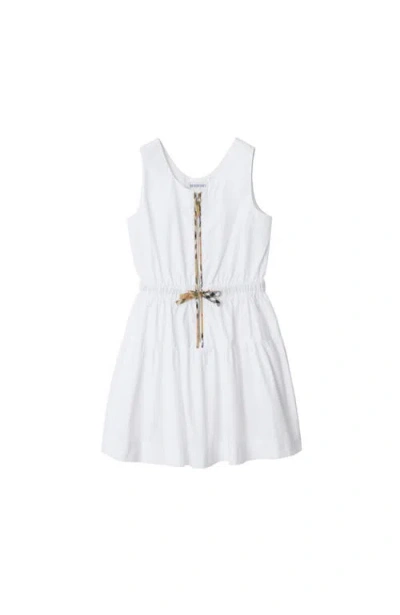 Burberry Kids'  Check Trim Cotton Dress In White