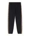 Burberry Black Jogging Trousers With Check Motif Detail