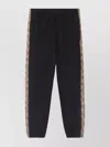 Burberry Black Jogging Trousers With Check Motif Detail