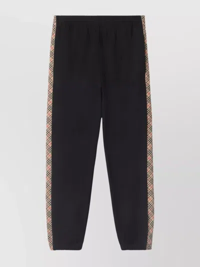 BURBERRY CHECK TRIM COTTON JOGGING PANTS