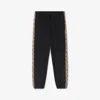 Burberry Black Jogging Trousers With Check Motif Detail In Black