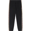 Burberry Black Jogging Trousers With Check Motif Detail In Black