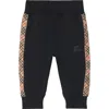 Burberry Check Trim Cotton Jogging Pants In Black