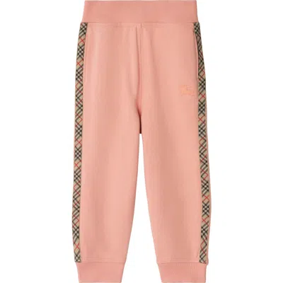 Burberry Kids'  Check Trim Cotton Jogging Pants In Orange
