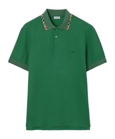 BURBERRY CHECK TRIM COTTON POLO SHIRT