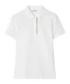 Burberry Check Trim Cotton Polo Shirt In White