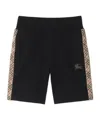 Burberry Check Trim Cotton Shorts In Black