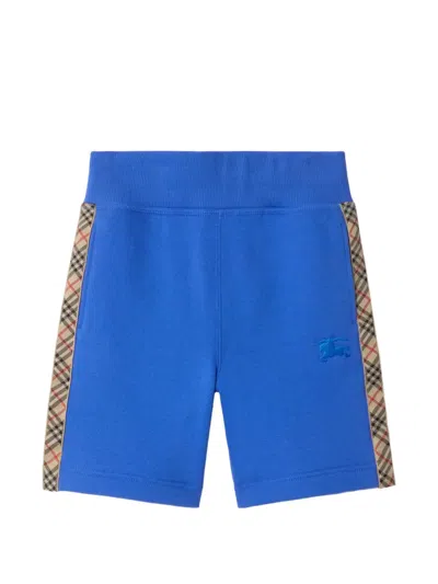 Burberry Kids' Check-trim Cotton Shorts In Blue
