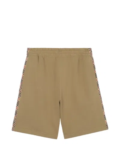 Burberry Cotton Shorts With Check Trims In Brown