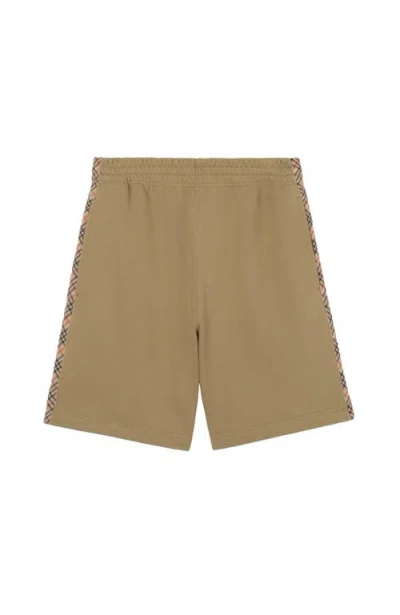 Burberry Cotton Shorts With Check Trims In Brown