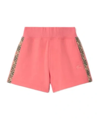 Burberry Check Trim Cotton Shorts In Pink