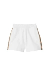 Burberry Girl's Caterina Check Tape Cotton Shorts In White