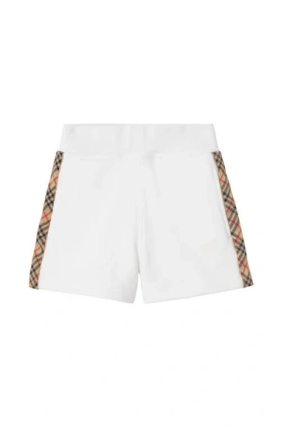 Burberry Babies'  Check Trim Cotton Shorts In White