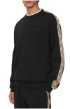 Burberry Check Trim Cotton Sweatshirt In Black