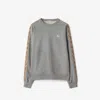 Burberry Check-trimmed Cotton Sweatshirt In Gray