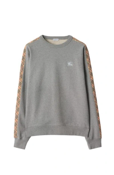 BURBERRY BURBERRY CHECK TRIM COTTON SWEATSHIRT