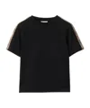 Burberry Check Trim Cotton T-shirt In Black