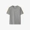 Burberry Check Trim Cotton T-shirt In Gray