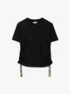 Burberry Black T Shirt With Check Pattern Detail In Black