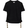 Burberry Black T Shirt With Check Pattern Detail In Black