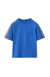 Burberry Babies'  Check Trim Cotton T-shirt In Blue