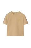 Burberry Babies'  Check Trim Cotton T-shirt In Brown