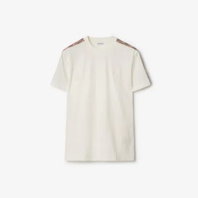 Burberry Checkered-trim Cotton T-shirt In Chalk