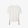 Burberry White T-shirt With Check Pattern Detail In Chalk