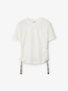 Burberry White T-shirt With Check Pattern Detail Women In Chalk