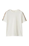 Burberry White Cotton Check Trims T-shirt In Chalk