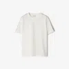 Burberry White Cotton Check Trims T-shirt In Chalk