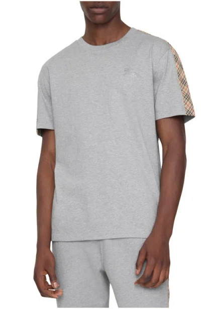 Burberry Check Trim Cotton T-shirt In Gray