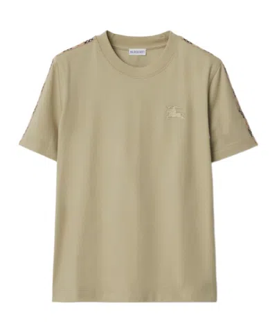 Burberry Check Trim Cotton T-shirt In Lark