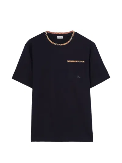 BURBERRY CHECK TRIM COTTON T-SHIRT