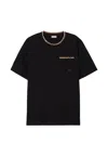 Burberry Cotton Logo T-shirt With Checkered Trim And Chest Pocket In Black