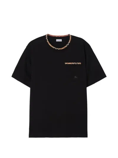 BURBERRY CHECK TRIM COTTON T-SHIRT