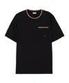 Burberry Cotton Logo T-shirt With Checkered Trim And Chest Pocket In Black