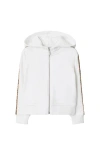 Burberry Kids'  Childrens Check Trim Cotton Zip Hoodie In White