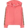 Burberry Check Trim Cotton Zip Hoodie In Pink