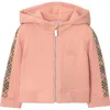 Burberry Check-trimmed Zip Hoodie In Pink