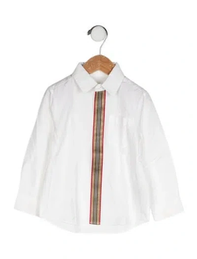 Pre-owned Burberry Babies' Check Trim Dress Shirt In Neutral