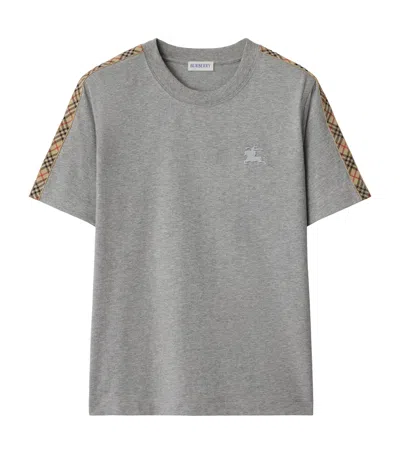 Burberry Check-trim Ekd T-shirt In Gray