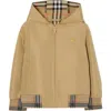 Burberry Check Trim Hooded Jacket In Brown