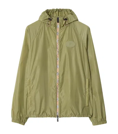 Burberry Men Nylon Jacket With Ekd Patch In Green