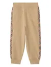 Burberry Sand Check Trim Cotton Jogging Bottoms 3-14 In Neutral