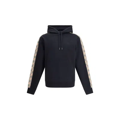 Burberry Check Trim Men's Hoodie In Black